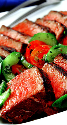 Warm Steak Salad with Tomato, Cucumber and Basil