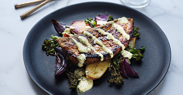 Lamb Steaks with Curry Dressing