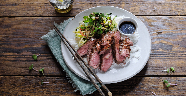 Flat-Iron Steaks With Ginger and Shitake Mushroom Stir-fry