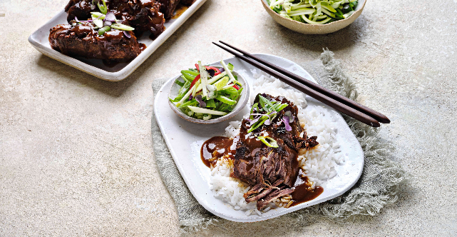 Gochujang Braised Shortribs With Crunchy Apple Slaw